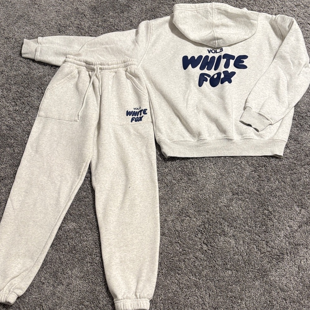 White Fox Boutique Gray Hoodie and Joggers Set